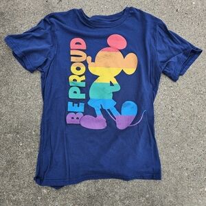 Disney Pride Mickey Mouse Rainbow Blue T-Shirt Size M